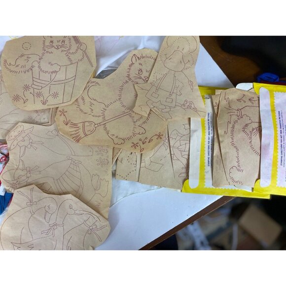 Vtg 70s Unfinished Embroidery Linen Projects, Mixed Lot Junk Journal Slow Stitch - Picture 10 of 16